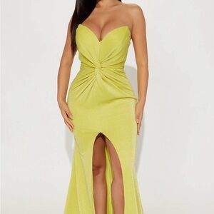 strapless green sparkle dress